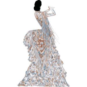 Print. Ilustración Gitana espíritu con Mantón de Manila marrón.