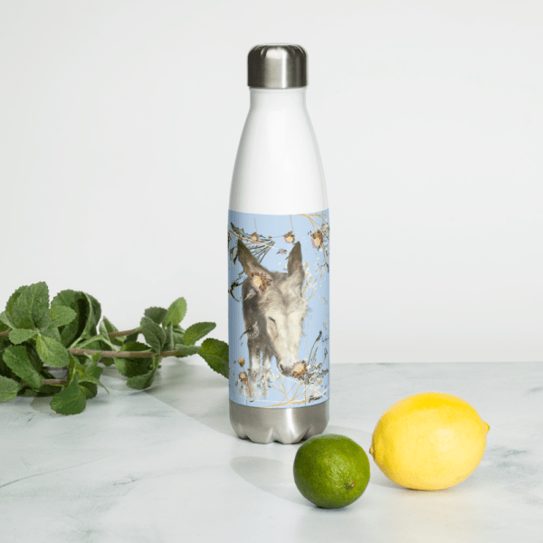 Botella de acero inoxidable azul Burrita Frijolita.